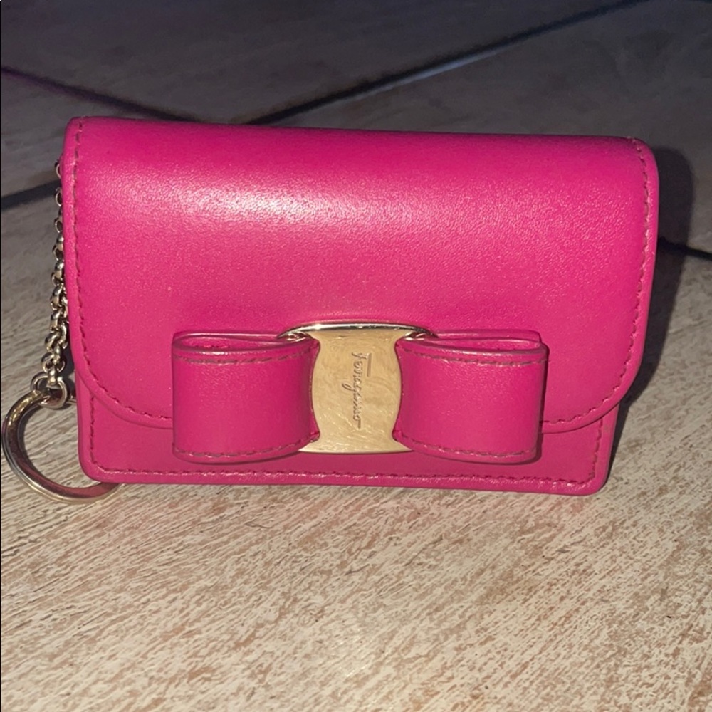 Ferragamo Card Holder in Fuchsia Pink